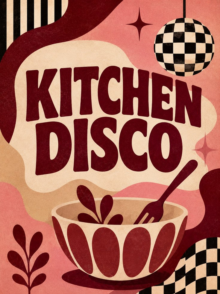 Retro Kitchen Disco Print - artwork on paper