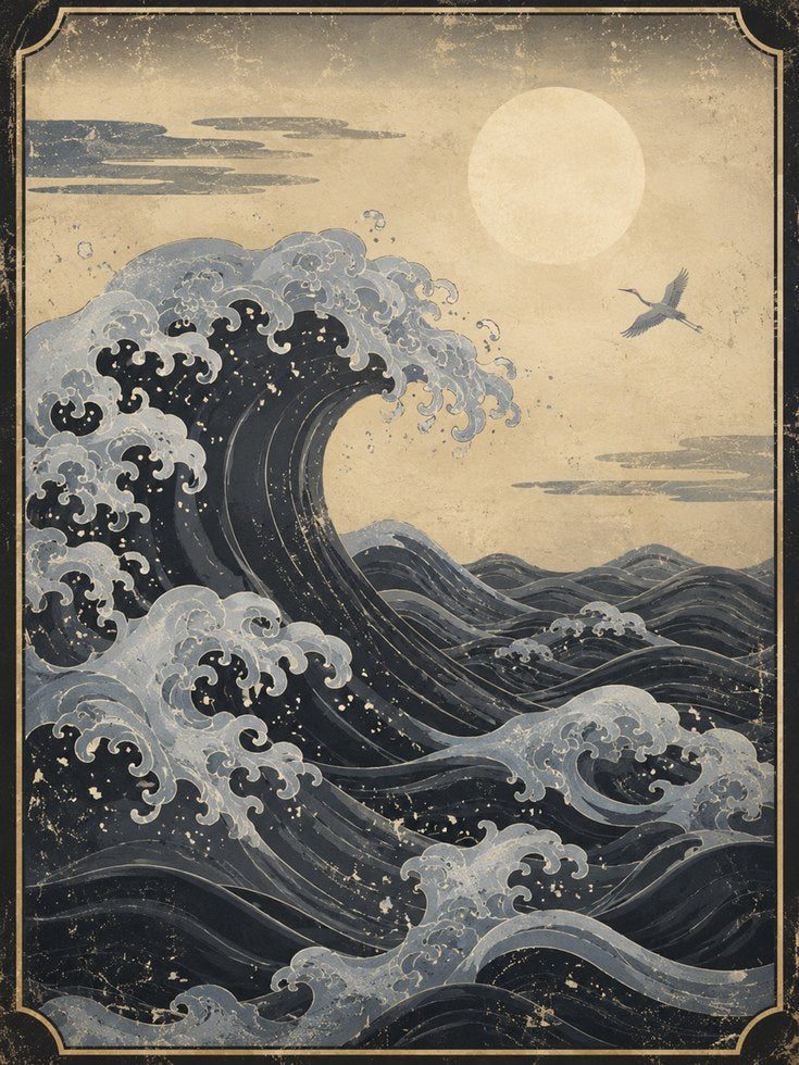 Japanese Wave Art Print – Vintage Seascape - artwork on paper