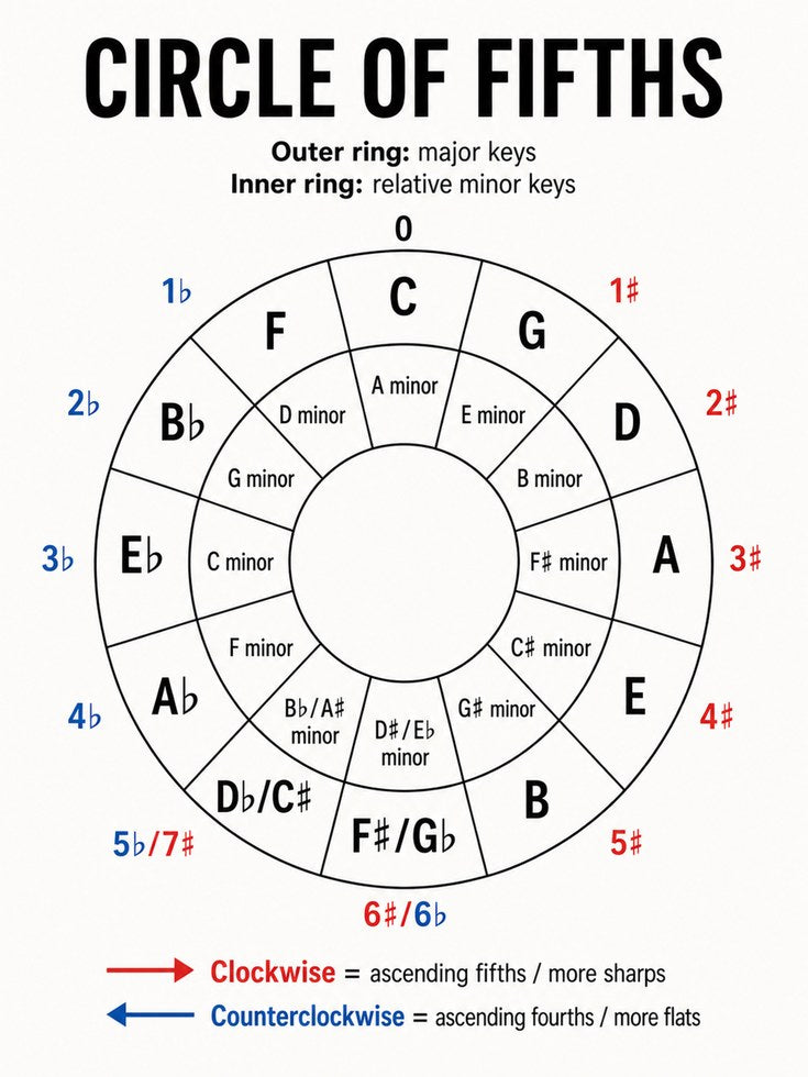 Circle of Fifths Poster – Music Theory Wall Art - artwork on paper