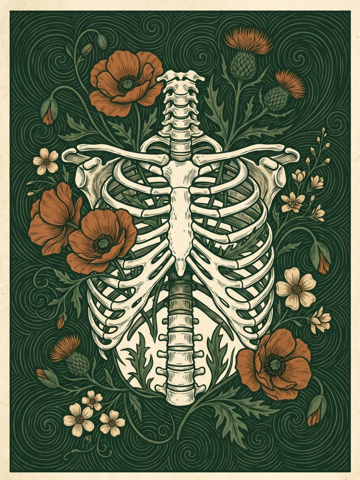 Art Nouveau Skeleton Print - artwork on paper