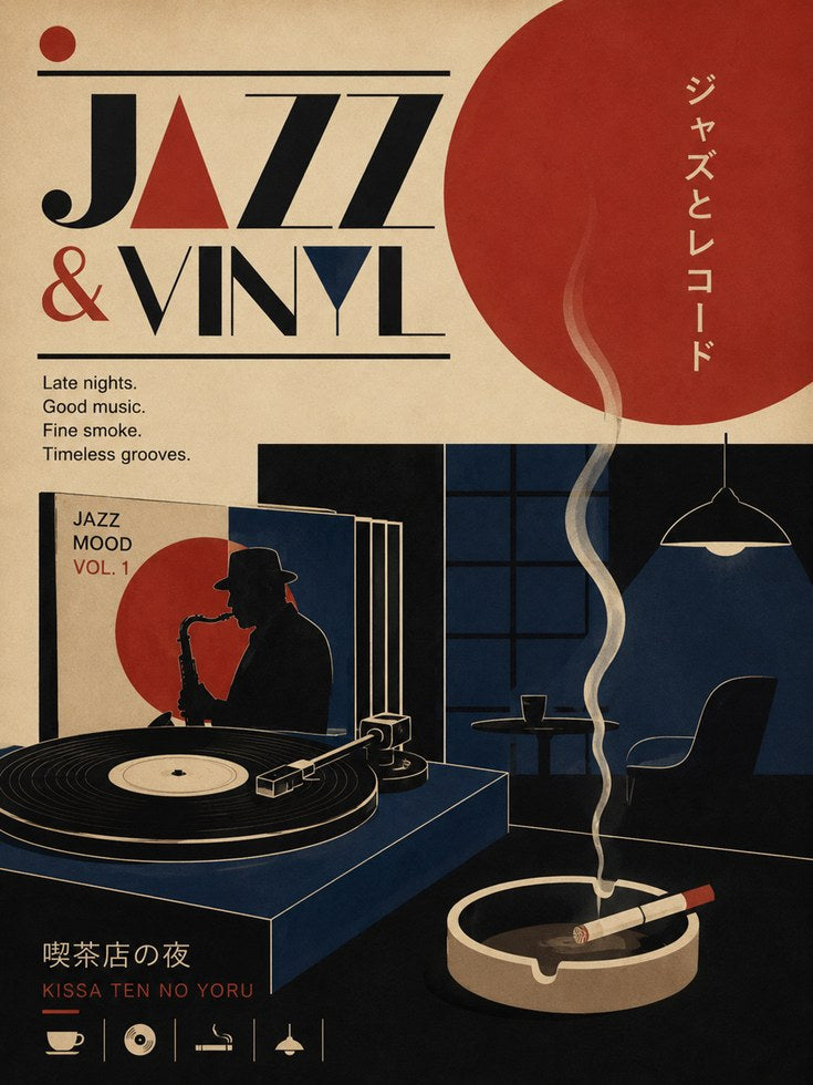 Jazz Vinyl Poster – Music Room Wall Art - artwork on paper