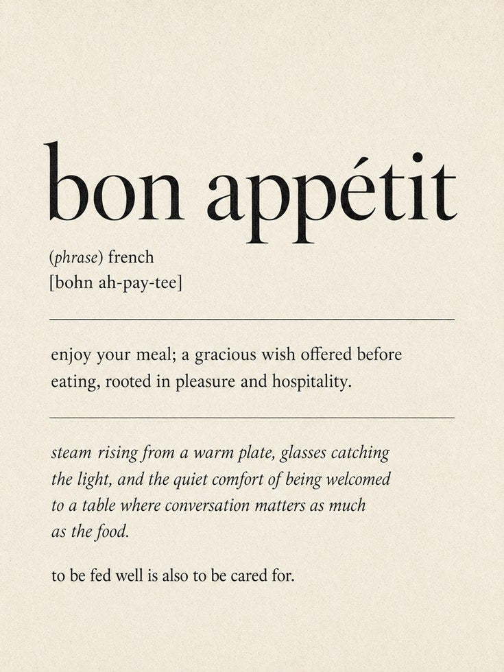 French Kitchen Wall Art: Bon Appétit Typography - artwork on paper