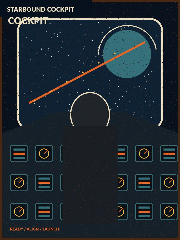 Starbound Cockpit Print: Retro Space Control Panel Art - artwork on paper