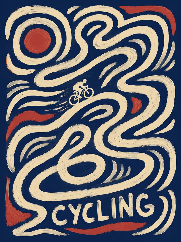 Cycling Poster – Retro Sports Wall Art - artwork on paper