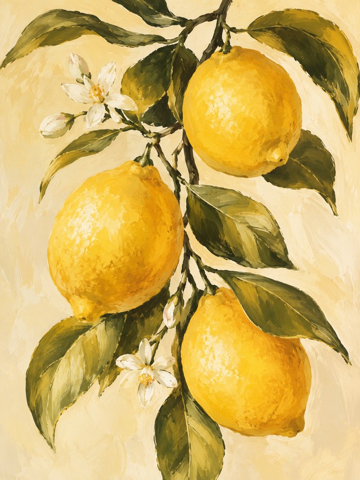 Lemon Botanical Print – Citrus Wall Art - artwork on paper