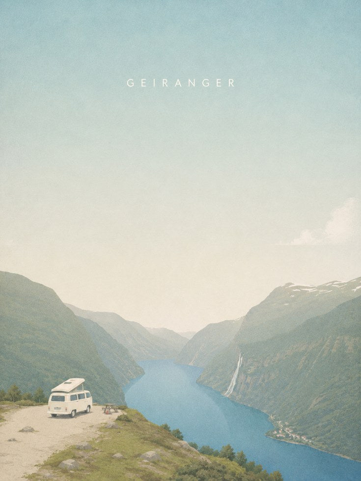 Geiranger Travel Poster – Norway Fjord Print - artwork on paper