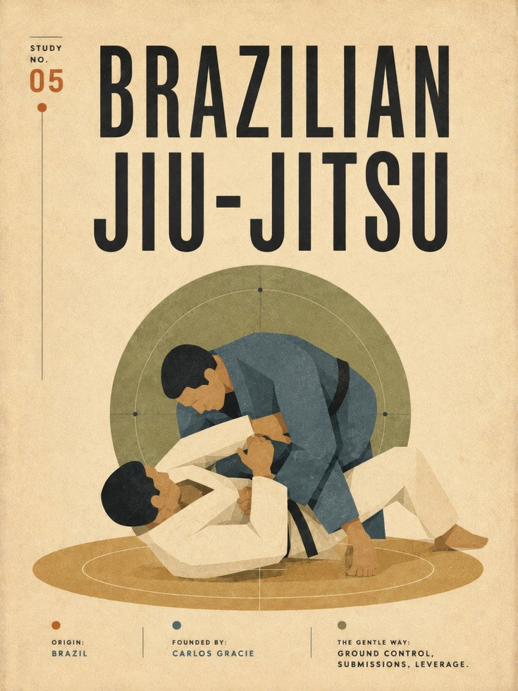 Brazilian Jiu-Jitsu Poster — Vintage Sports Print - artwork on paper