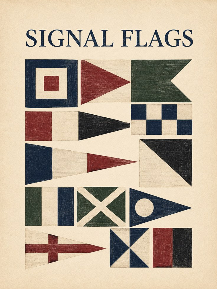 Nautical Signal Flags Print – Maritime Wall Art - artwork on paper