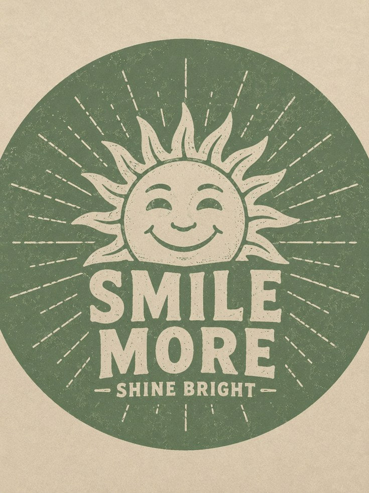 Retro Sun Motivational Print – Sage Green - artwork on paper