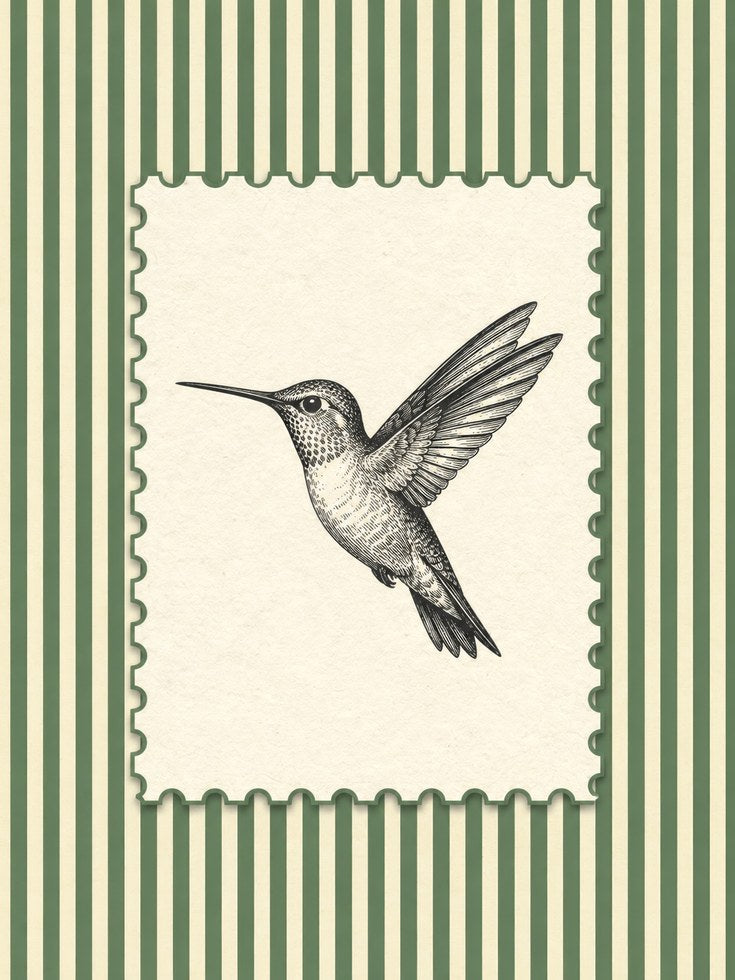 Hummingbird Wall Art – Vintage Bird Print - artwork on paper