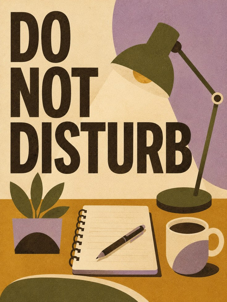 Do Not Disturb Workspace Print: Retro Desk Lamp Art Poster - artwork on paper
