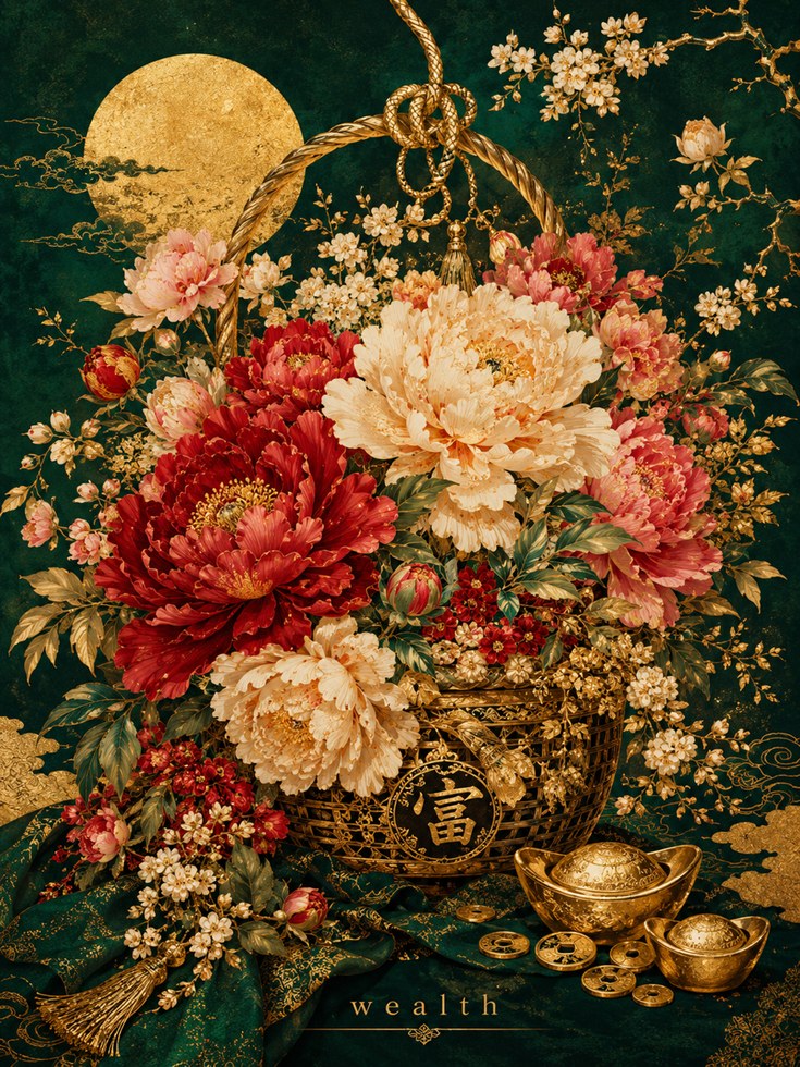 Chinese Floral Wall Art – Peony Print - artwork on paper