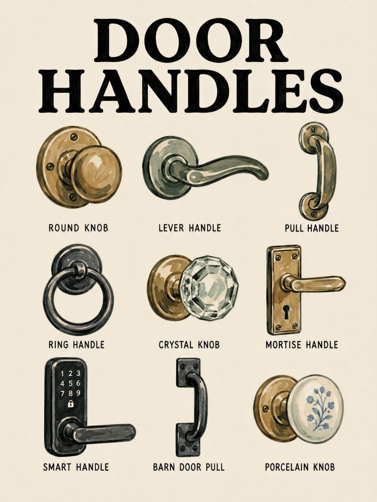 Door Handles Wall Art – Vintage Hardware Print - artwork on paper