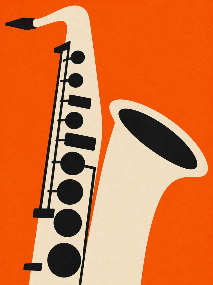 Saxophone Jazz Print — Mid-Century Modern Music Illustration - artwork on paper
