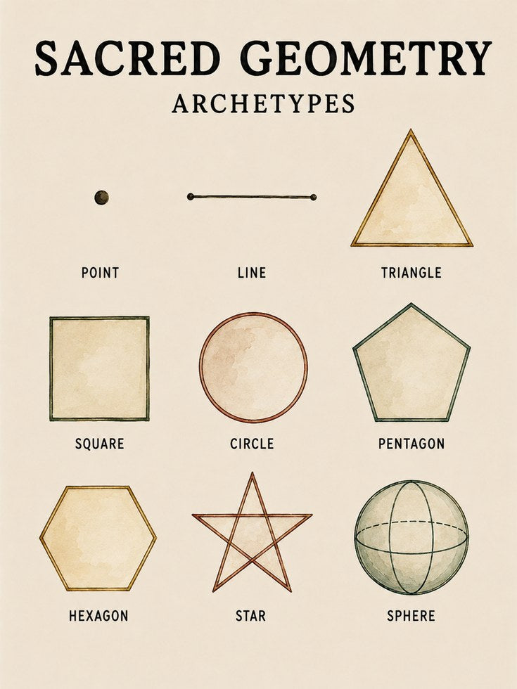Sacred Geometry Print — Educational Archetypes Chart - artwork on paper
