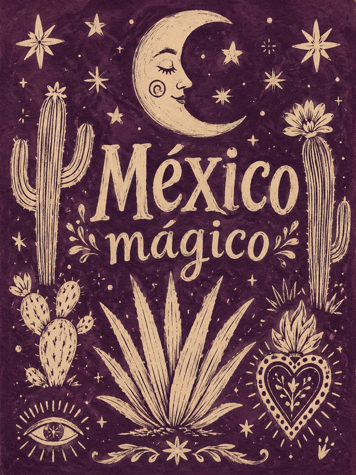 Mexican Folk Art Print – Mexico Travel Poster - artwork on paper