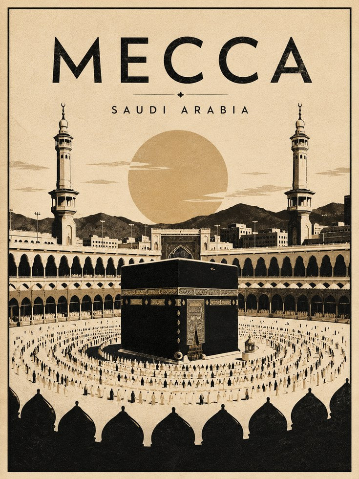 Mecca Travel Poster – Saudi Arabia Wall Art - artwork on paper