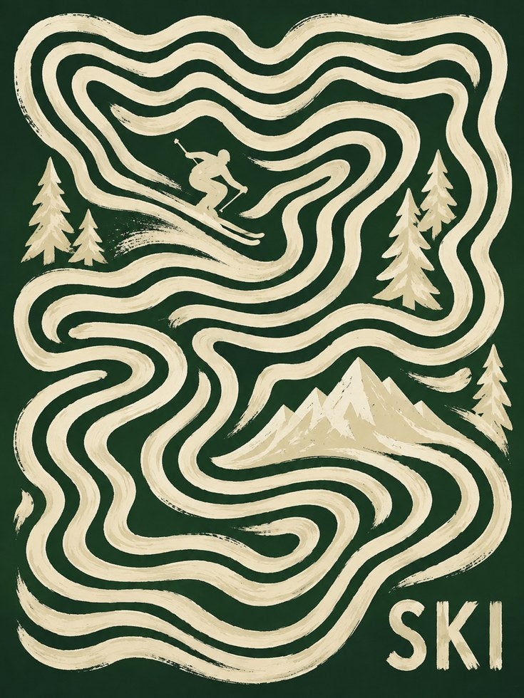 Ski Poster – Vintage Winter Sports Print - artwork on paper