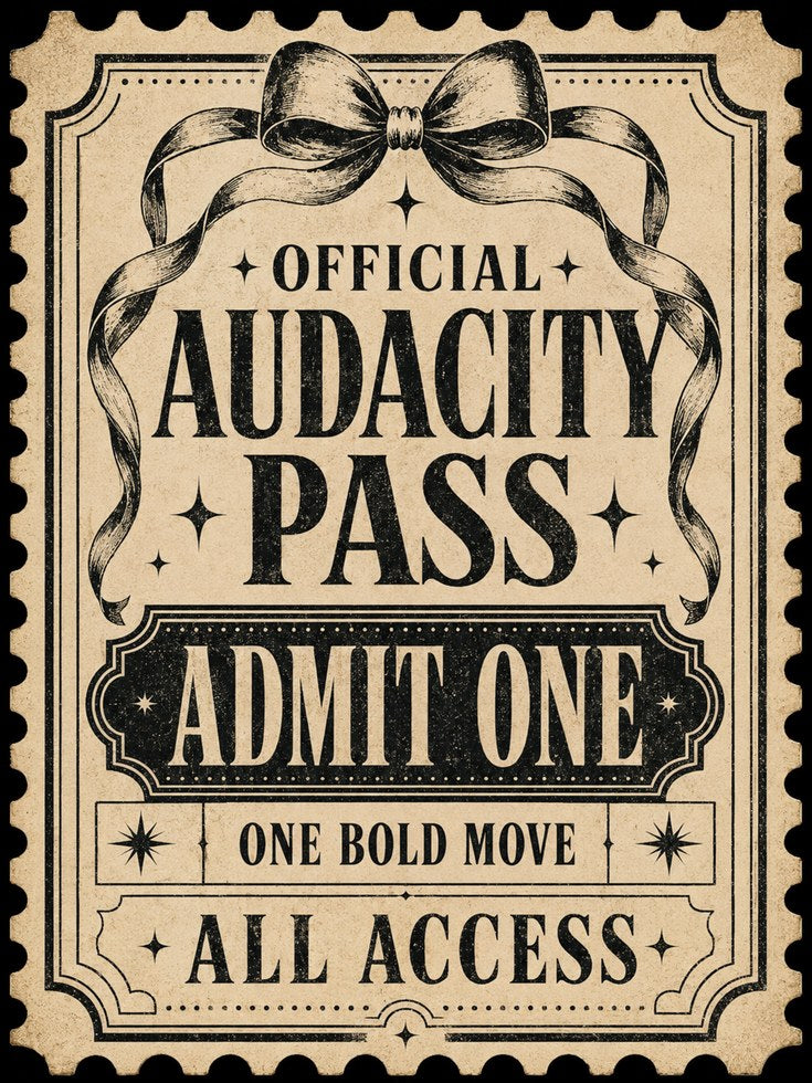 Vintage Audacity Pass Ticket Print: Victorian Typography Art - artwork on paper