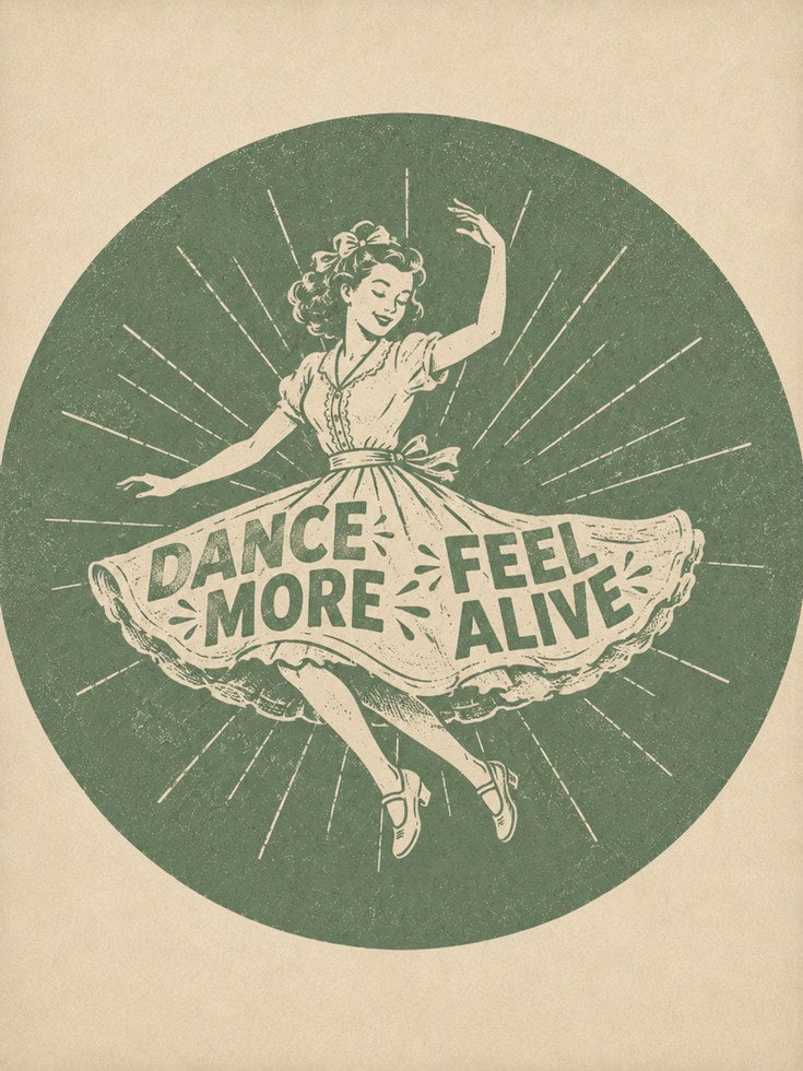 Vintage Dance Poster Print: 1950s Woman - artwork on paper