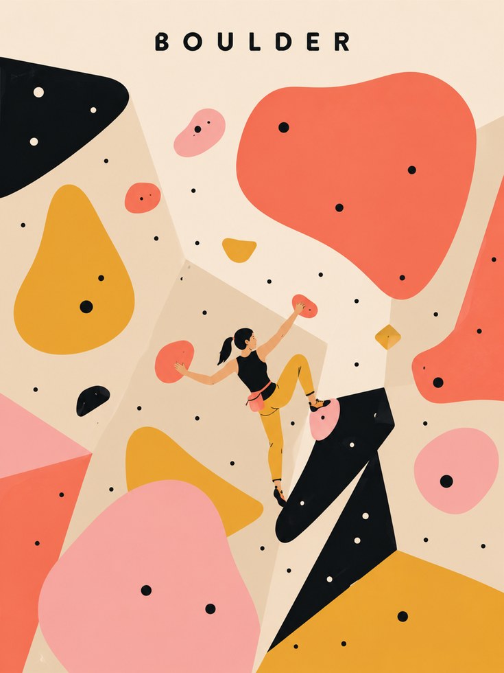 Rock Climbing Wall Art – Bouldering Print - artwork on paper