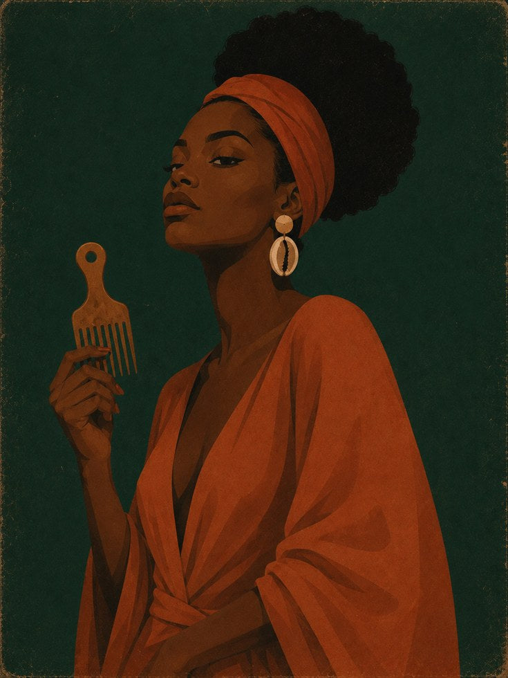 Black Woman Portrait – African Woman Wall Art - artwork on paper