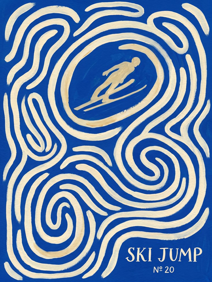 Vintage Ski Jump Art Print - artwork on paper