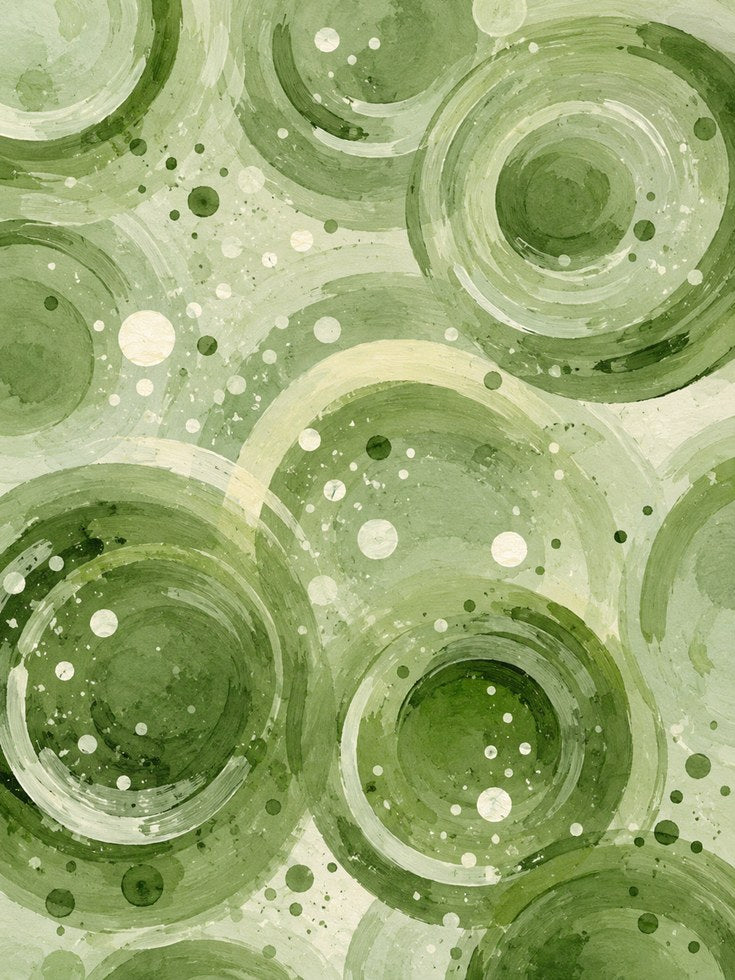 Green Abstract Circles – Organic Wall Art - artwork on paper