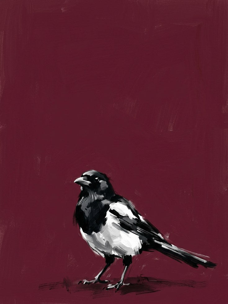 Magpie Bird Print — Bold Painterly Style - artwork on paper