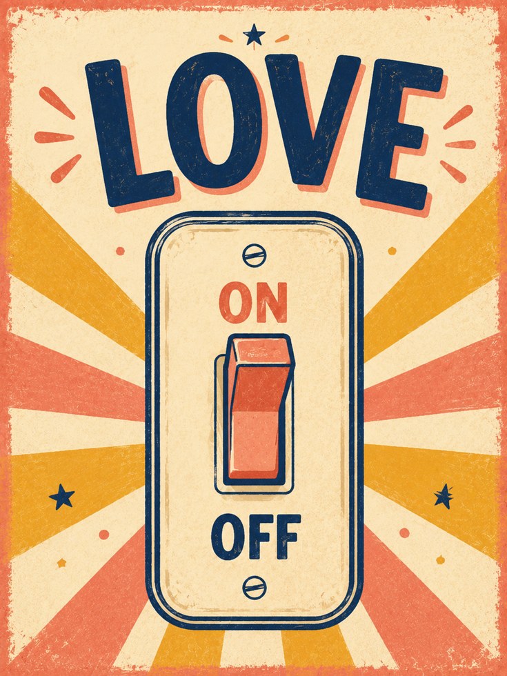 Retro Typography Wall Art – Love Switch Print - artwork on paper