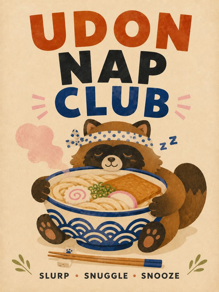 Udon Noodle Wall Art – Japanese Food Print - artwork on paper