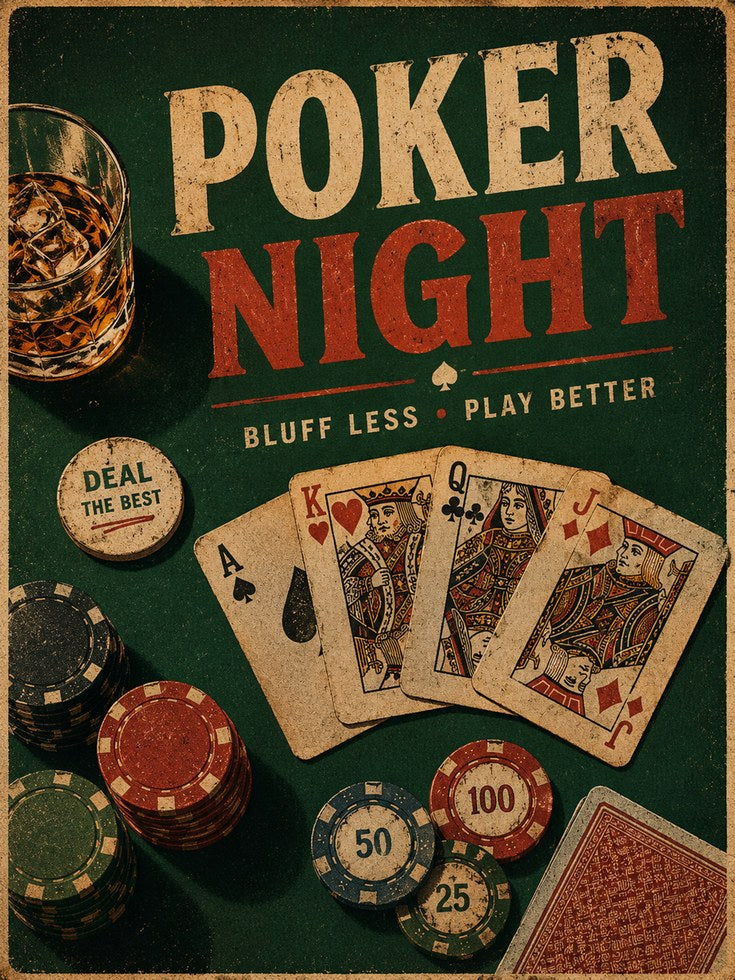 Vintage Poker Night Print – Card Game Wall Art - artwork on paper