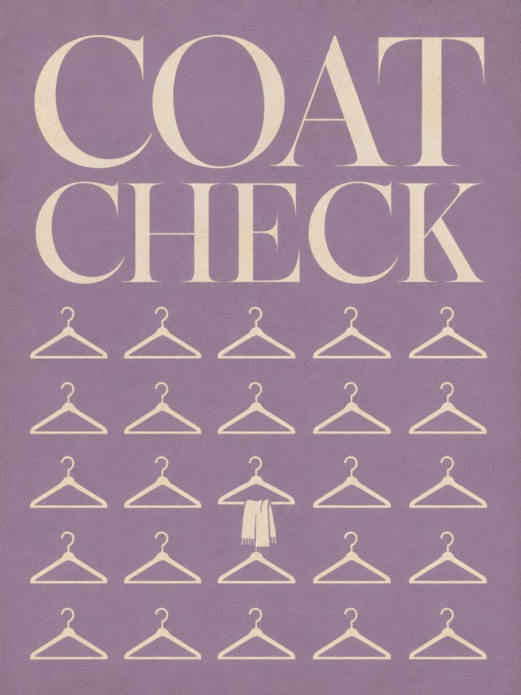 Coat Check Print: Retro Typography Wall Art - artwork on paper