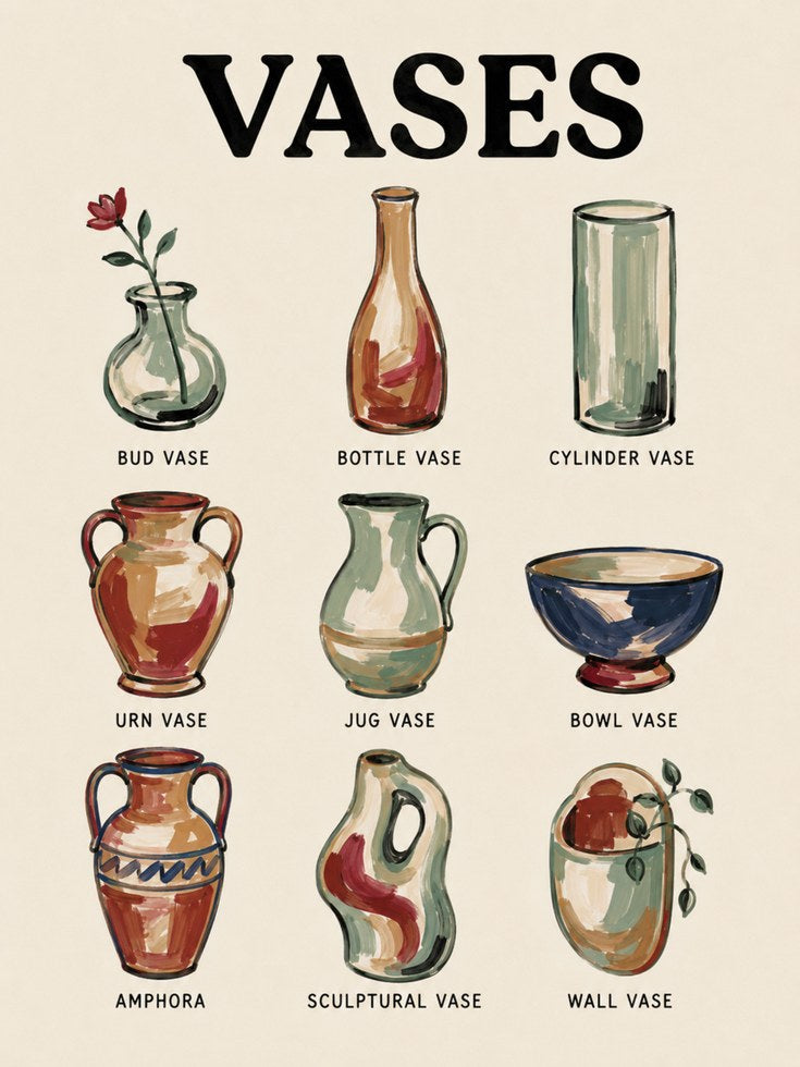Vases Wall Art – Kitchen Decor - artwork on paper