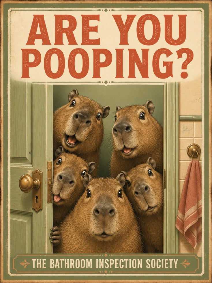Funny Capybara Bathroom Print - artwork on paper