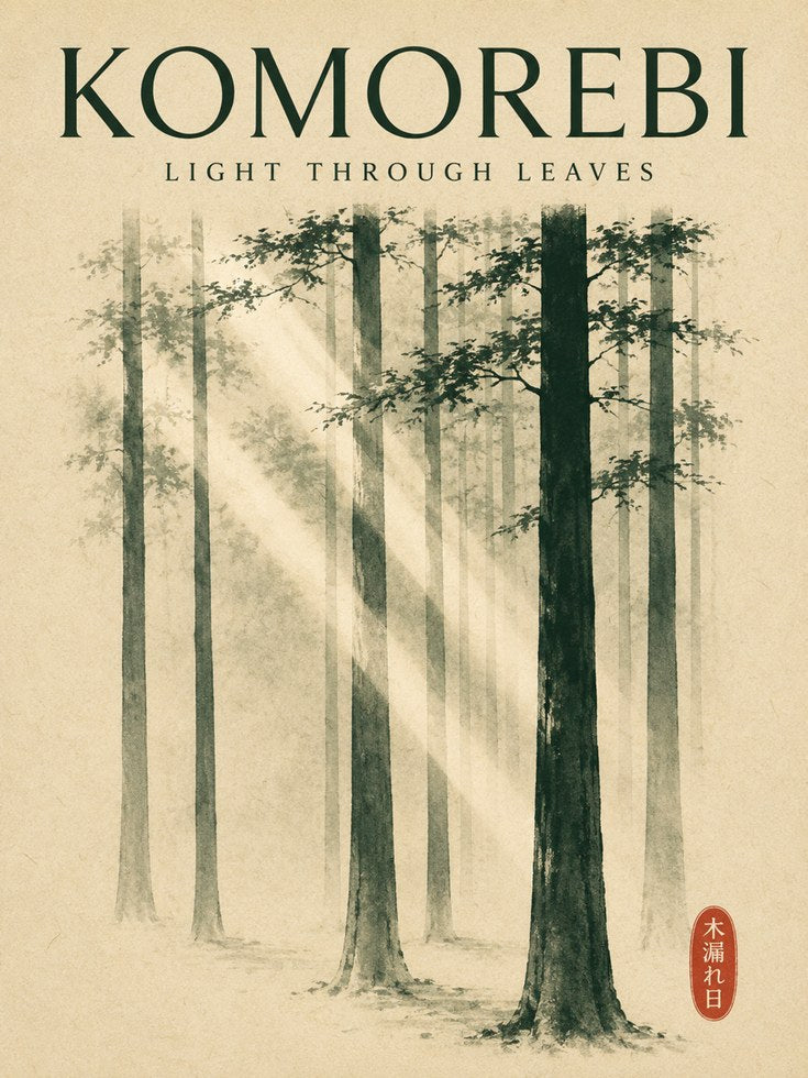 Japanese Forest Wall Art – Komorebi Nature Print - artwork on paper