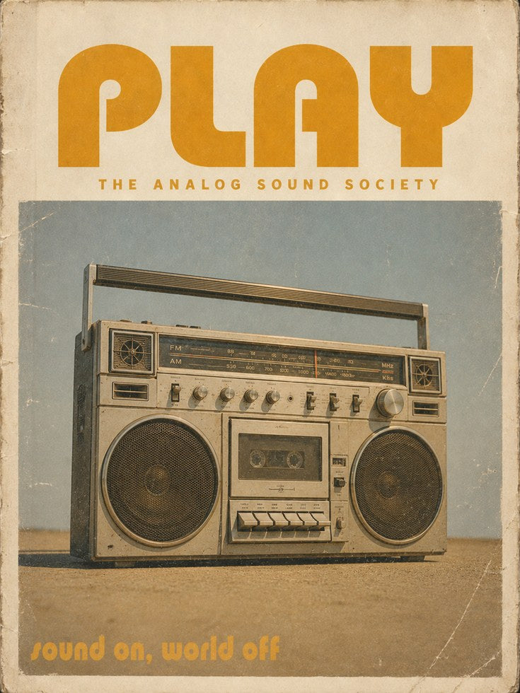 Retro Boombox Poster — Vintage 70s 80s Analog Sound - artwork on paper