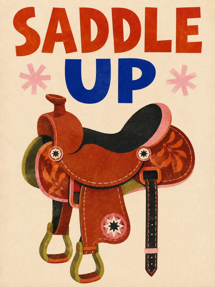 Western Typography Print – Saddle Up Wall Art - artwork on paper