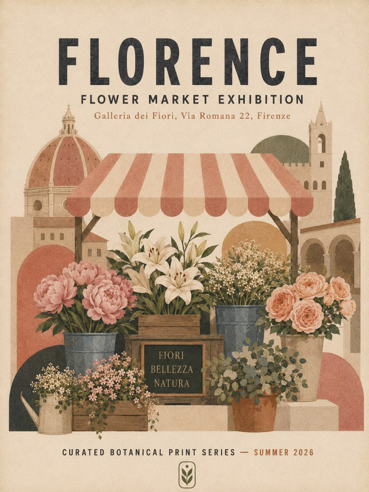 Florence Flower Market Print – Vintage Botanical Illustration - artwork on paper