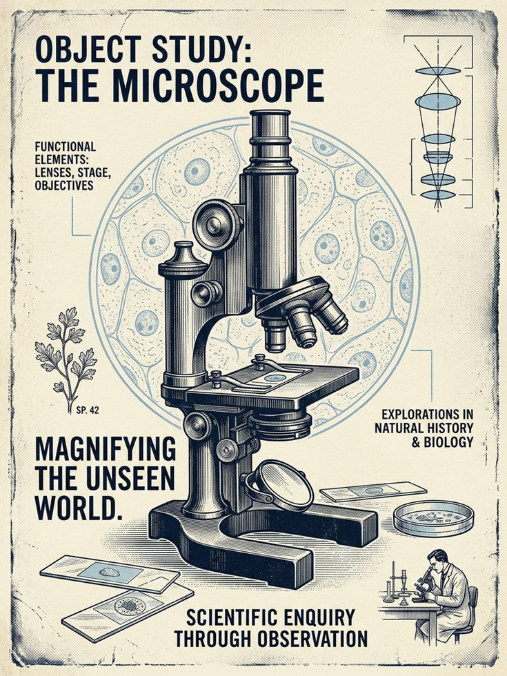 Vintage Microscope Poster: Scientific Biology Educational Art Print - artwork on paper