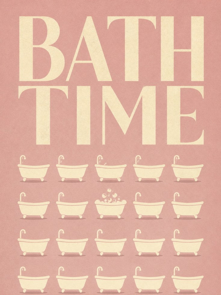 Bathroom Wall Art: Retro Bath Time Print - artwork on paper