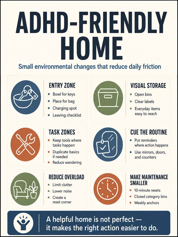 Infographic Wall Art: ADHD Organization Tips - artwork on paper