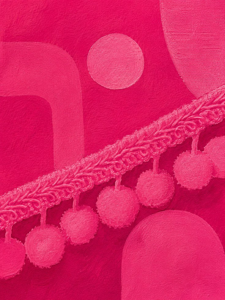 Hot Pink Textile Art Print: Abstract Geometric Composition - artwork on paper