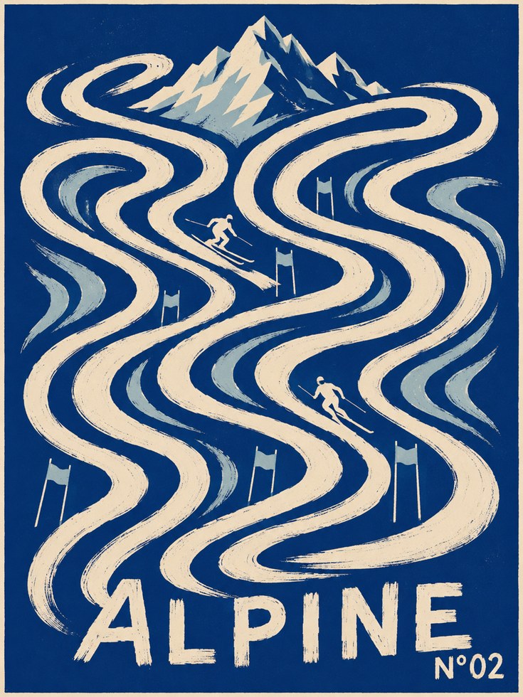 Ski Poster – Vintage Alpine Wall Art - artwork on paper