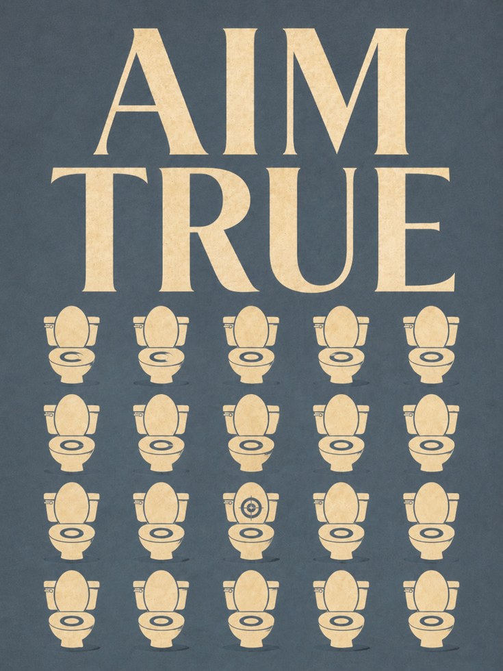 Bathroom Wall Art Print: Retro Toilet Humor - artwork on paper