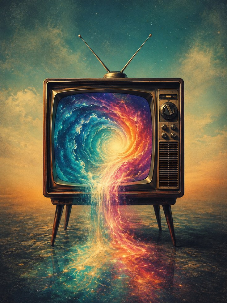 Surreal Wall Art – Retro TV Print - artwork on paper