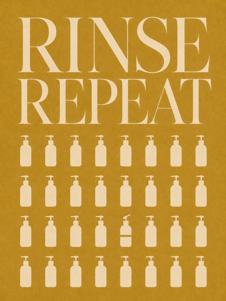 Rinse Repeat Bathroom Print - artwork on paper