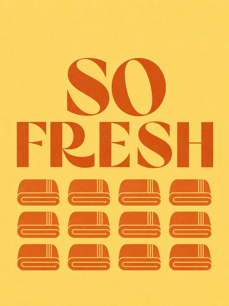 So Fresh Burger Print: Retro 70s Kitchen Decor (Yellow Orange Palette) - artwork on paper