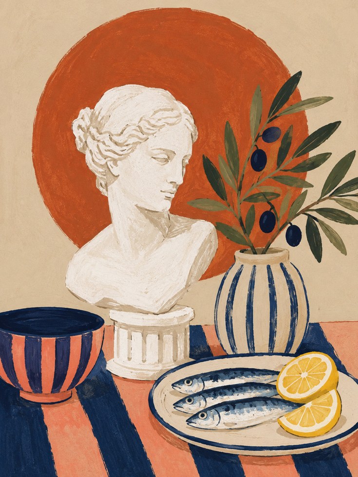 Mediterranean Wall Art – Greek Statue Print - artwork on paper
