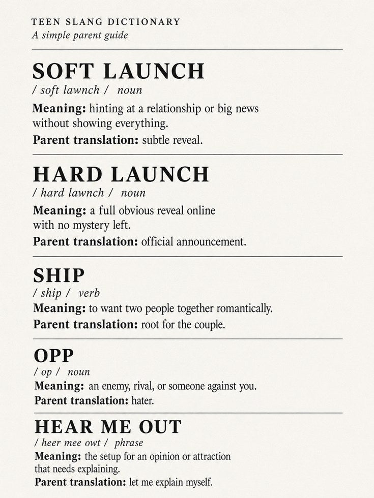 Teen Slang Dictionary Print: Vintage Educational Typography Poster - artwork on paper
